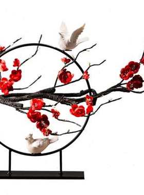 新中式家居客厅玄关禅意软装饰品创意摆设家具电视柜酒柜铁艺摆件