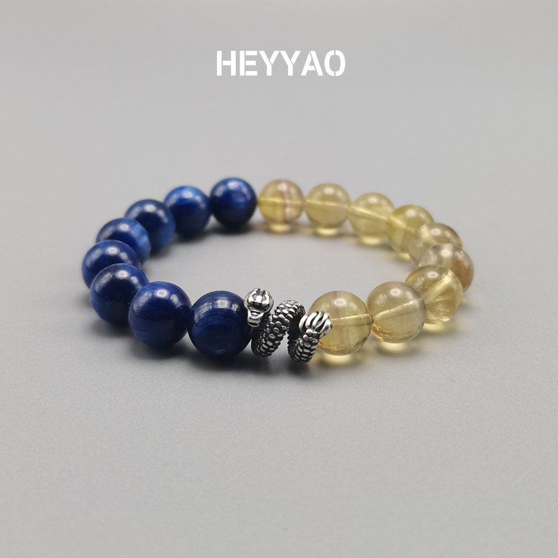 HEYYAO龙境手串蓝晶石黄萤石天然石手链属龙送礼男女款