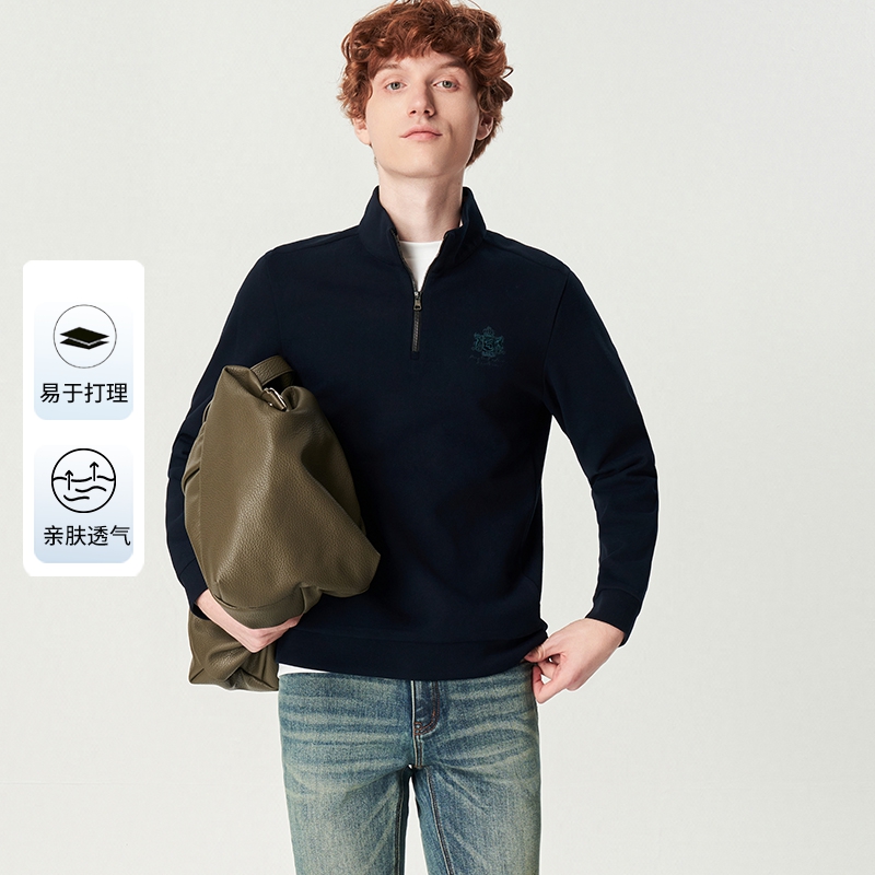 LONDA 伦德马男半拉链立领卫衣2025秋季新款商务休闲长袖上衣男