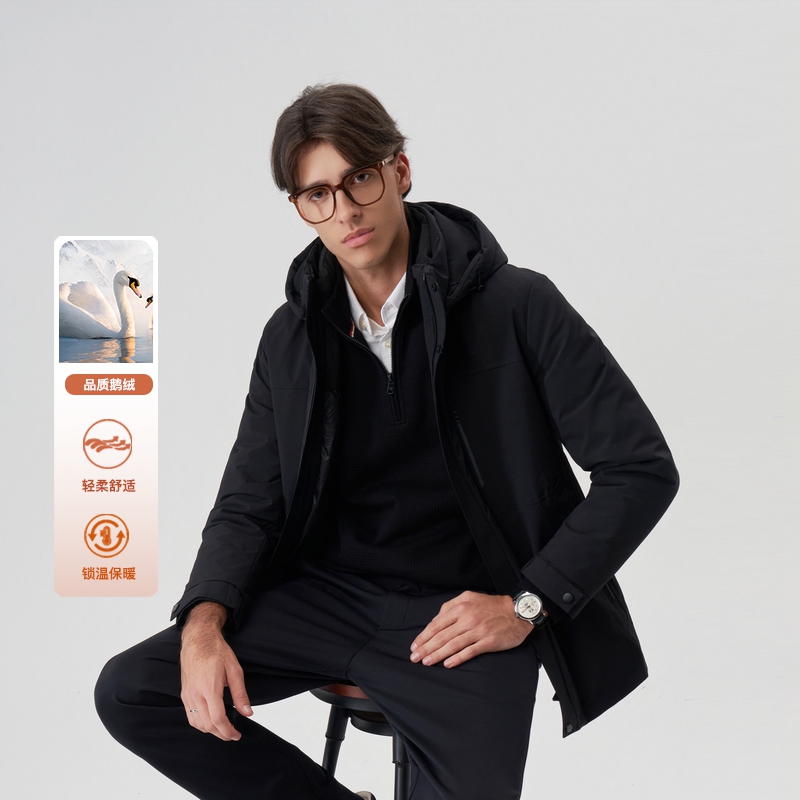 伦德马冬季男士中长款羽绒服