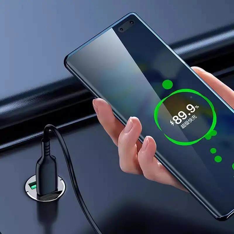 车车载充器超电快充迷你隐形充电头usb+typ级e-c充电线用闪闪充充