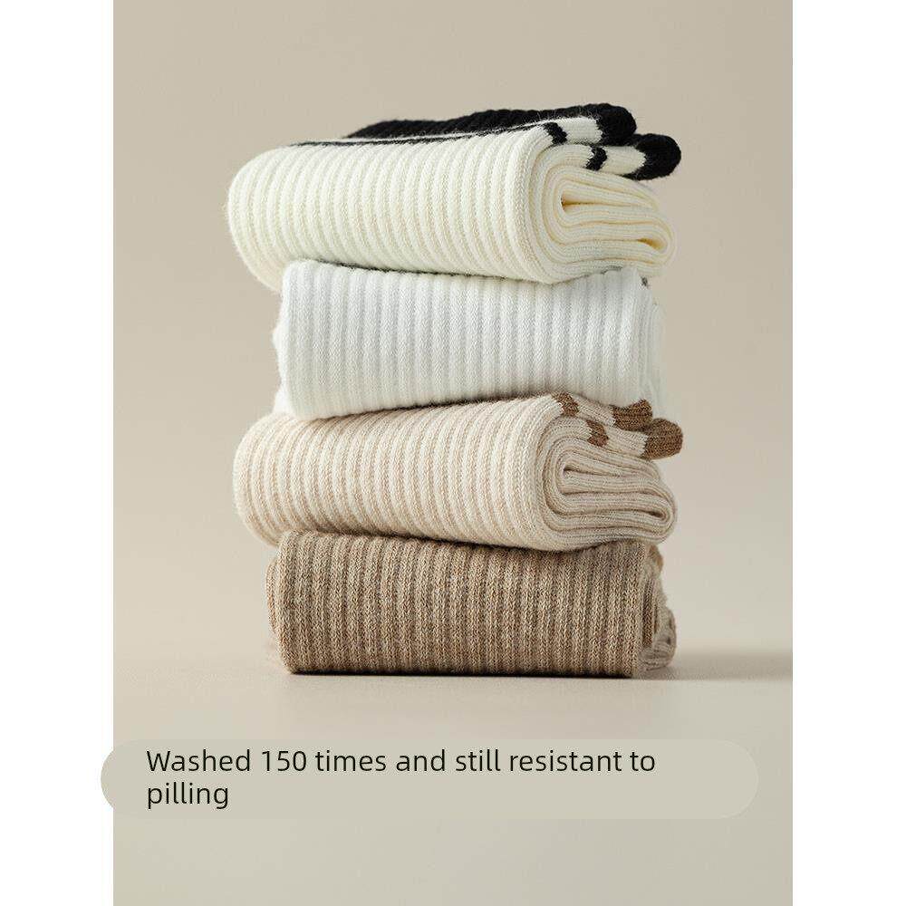 袜子女款春秋款纯棉中筒%2025新款爆款秋冬防臭美拉德条纹长袜