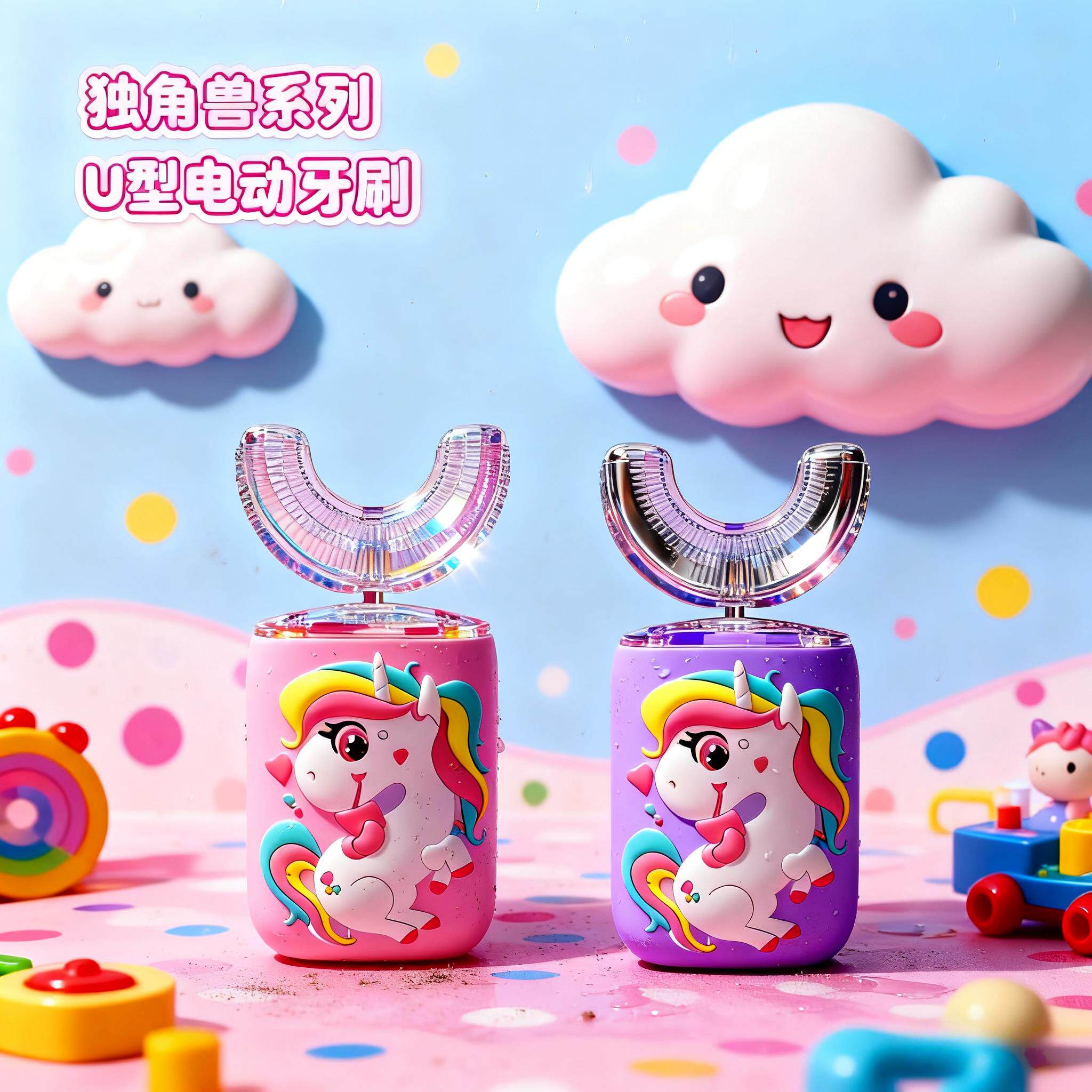 儿童电动牙刷u型宝宝全自动3-6-12岁以上充电式软毛声波卡通牙刷