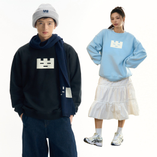 TGWALL「快乐小方块」发泡印花宽松圆领卫衣男女韩系国潮套头上衣