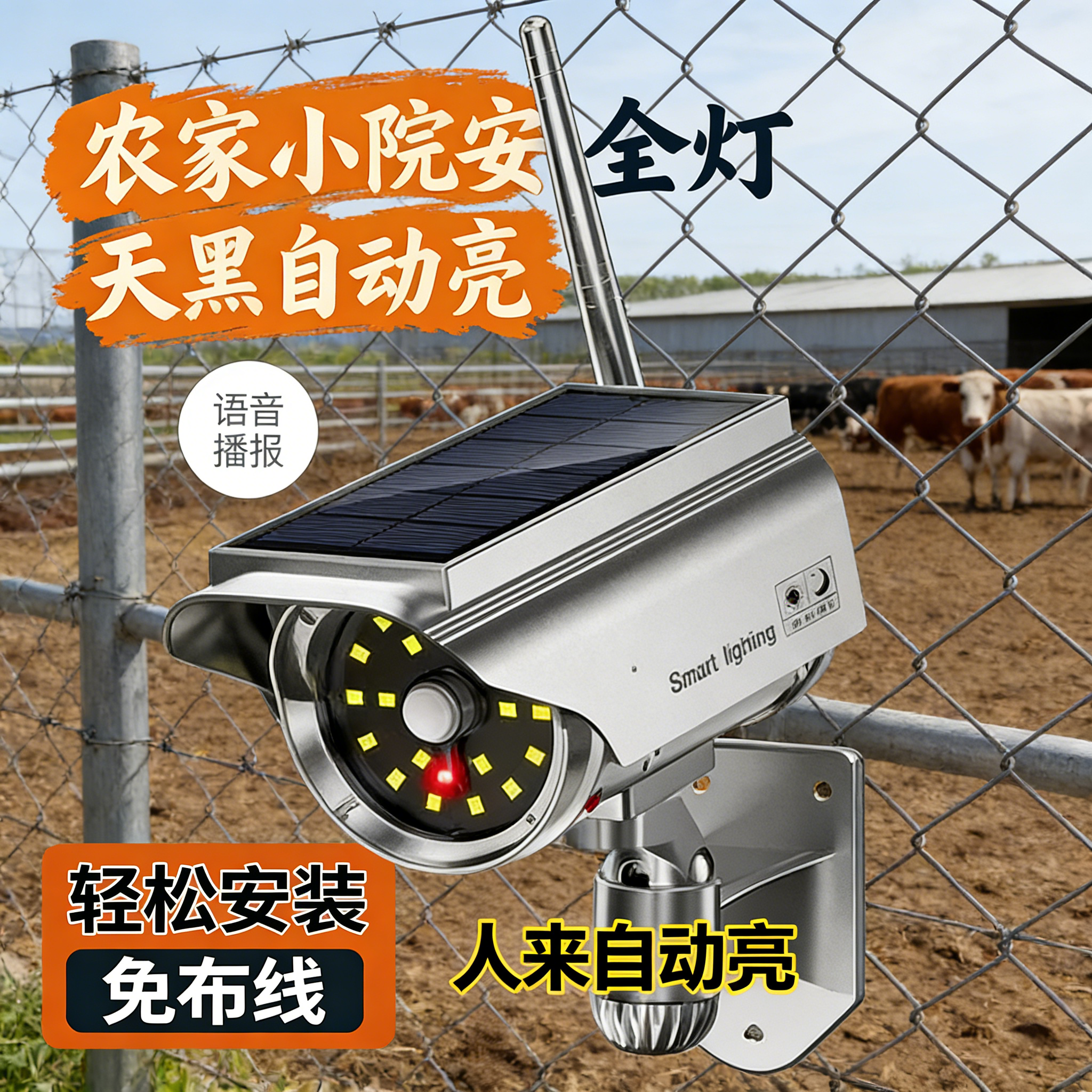 假监控器仿真语音室外仿真摄像头语音提醒报警假监控人体感应灯太