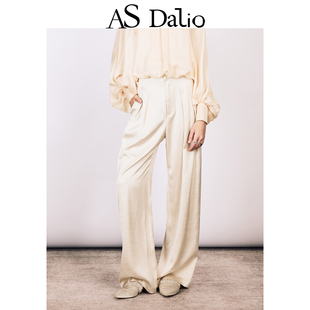 宽松休闲简约百搭直筒阔腿裤 DALIO优雅气质通勤醋酸垂坠长裤