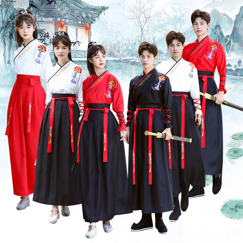 新款宝莲灯汉服男女款年会演出武侠学生班服毕业照古装情侣装古风