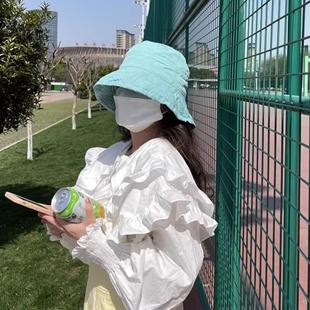 短发防晒帽渔夫帽女夏薄款大檐可折叠短发遮阳帽太阳防晒帽子女遮