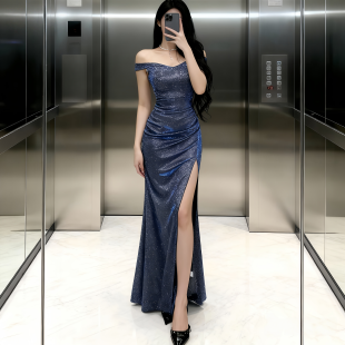 小可wiwi性感爆闪连衣裙女成人礼生日宴会年会主持走秀晚礼服裙子