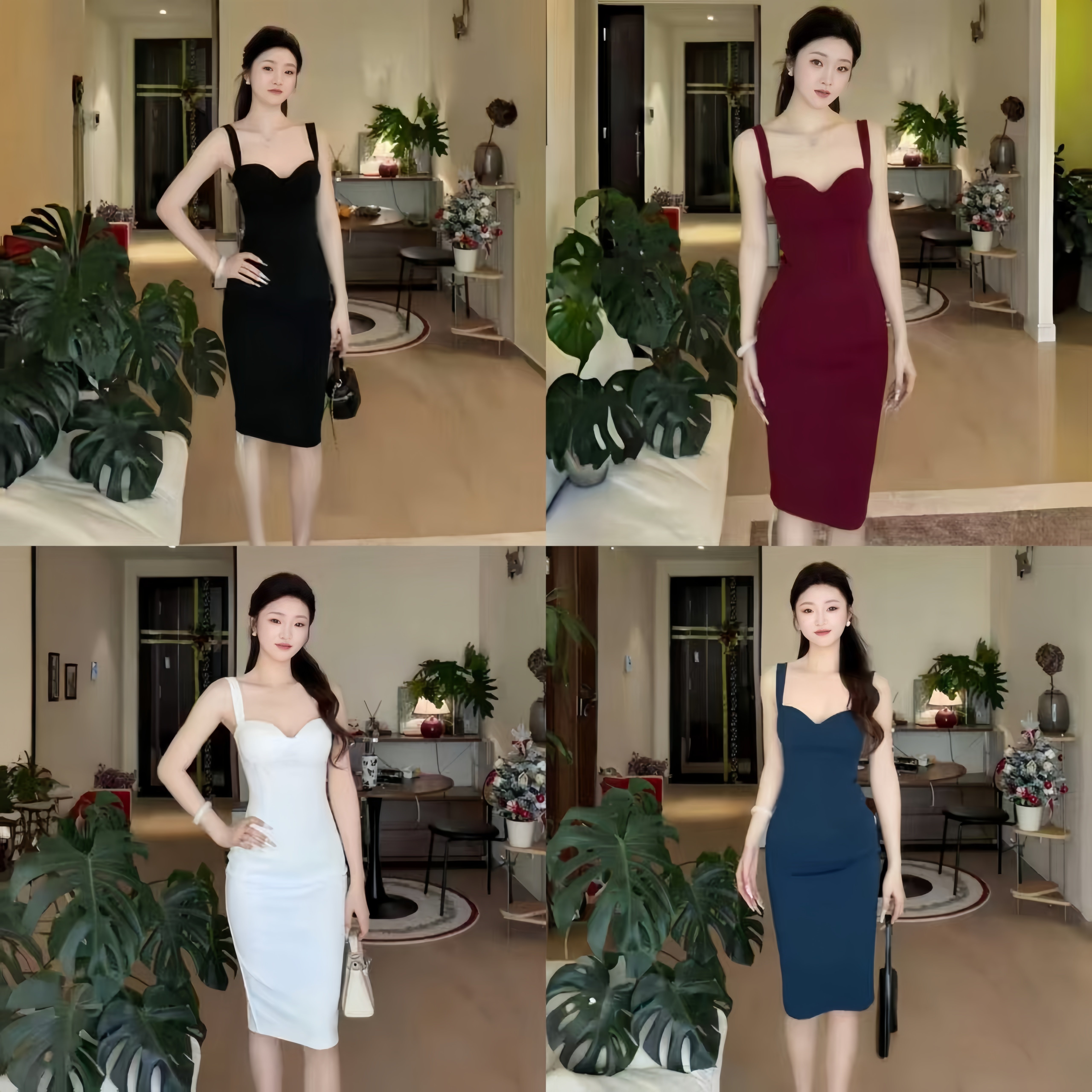 小可wiwi高级感吊带连衣裙女夏季修身显瘦包臀中长款气质通勤裙子图片