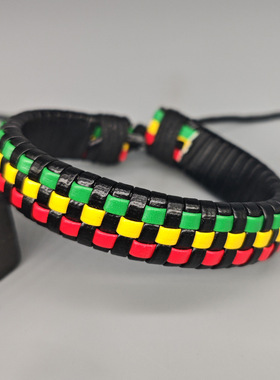 牙买加手环撞色民族风可调节编织手链网红多巴胺拼色彩绳小众