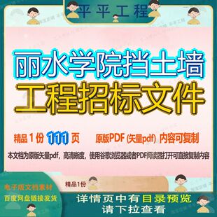 丽水学院挡土墙工程招标文件111页 工程文件招标资料学院文档优