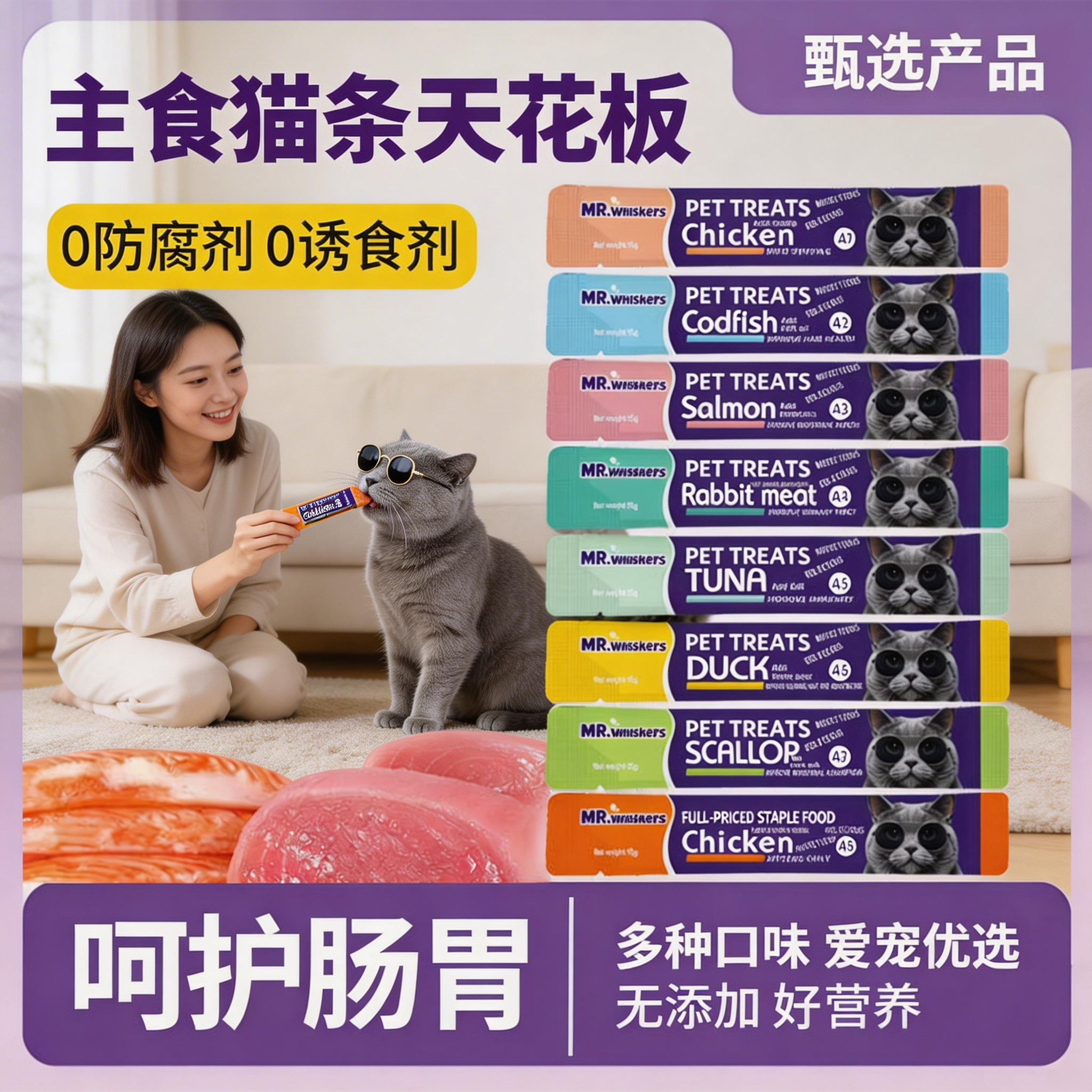 主食猫条零食猫条100支整箱排名前十的猫条主食幼猫专鱼油防掉毛