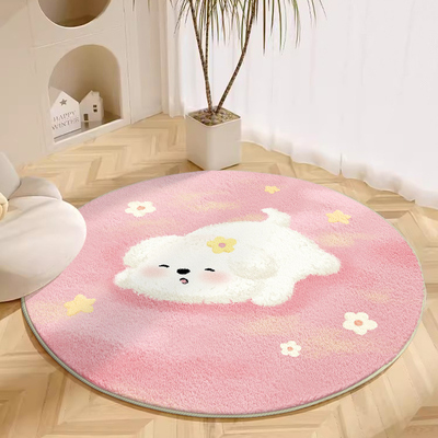 圆形客厅毯加厚仿羊绒地垫床边毯