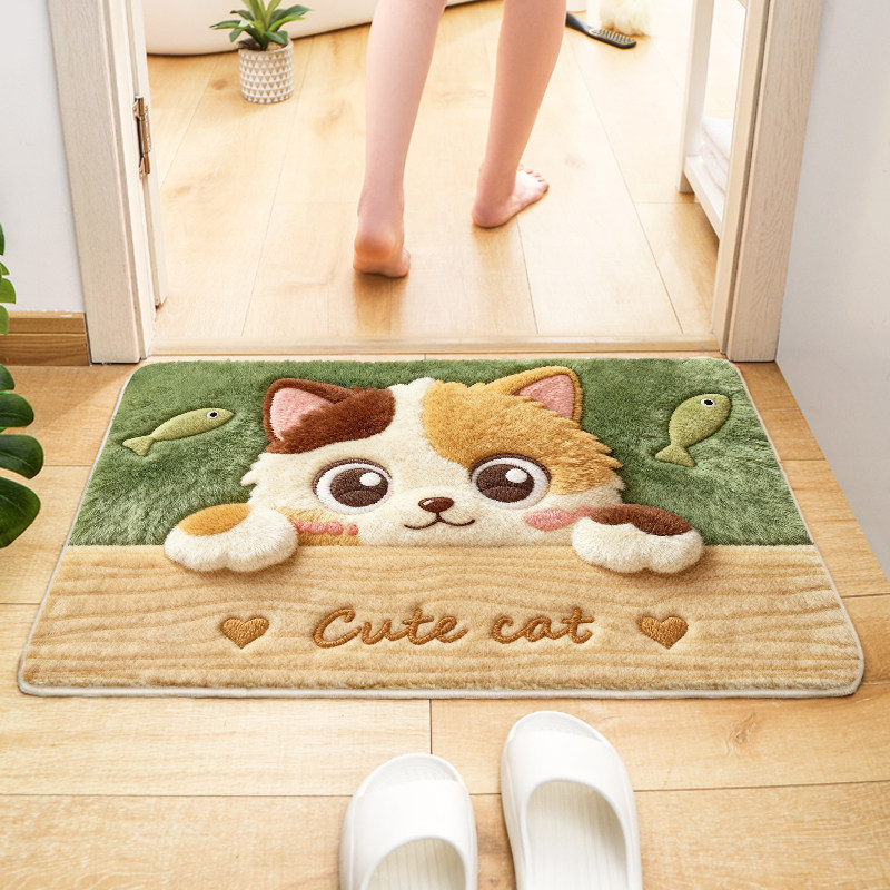 吸水地垫家用厕所门口垫子可爱小猫狗卫生间脚垫进门地毯浴室门垫,居家布艺,家用脚垫,淘宝优惠券,粉丝福利购,淘宝优惠卷