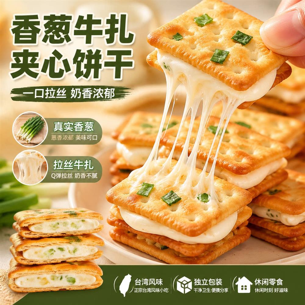 正宗台湾风味香葱牛扎拉丝夹心饼干婚庆糖果女生儿童休闲零食小吃