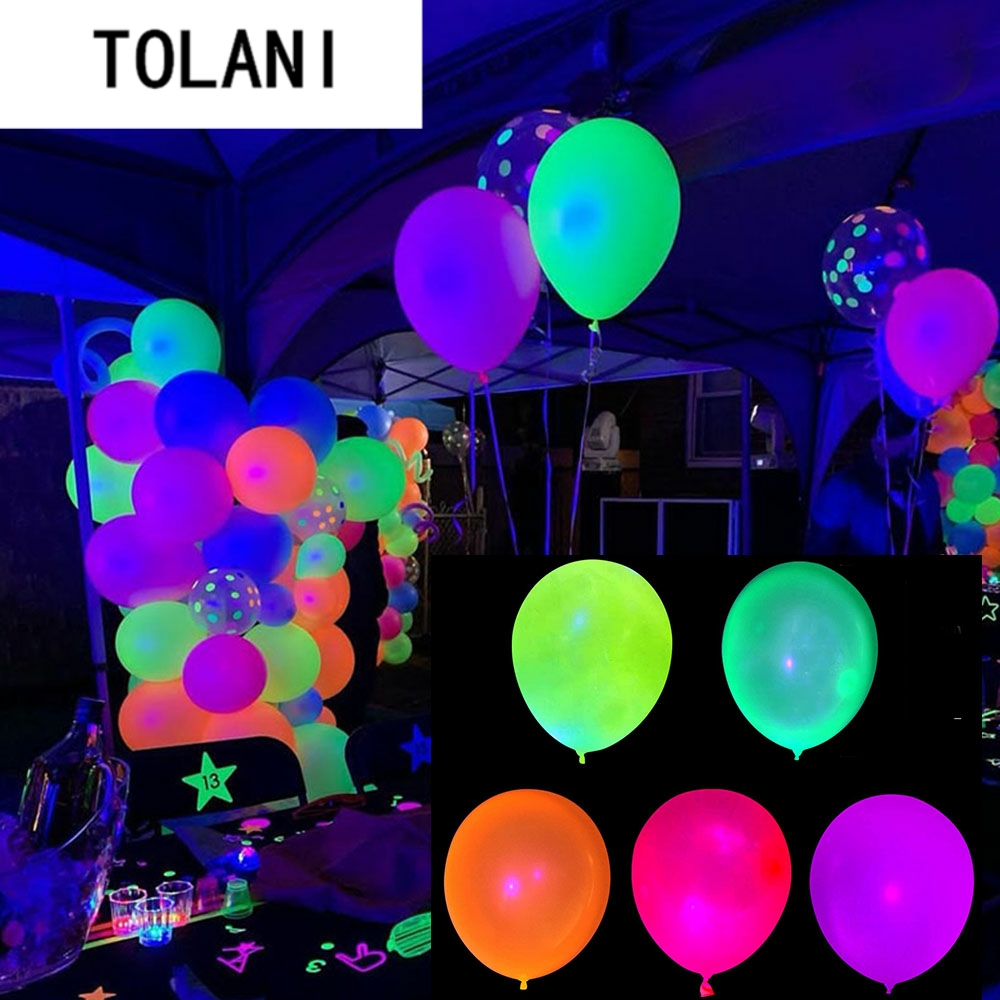 10pcs 12inch UV Neon Glow Latex Balloons Happy Birthday