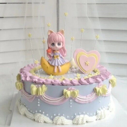 星空女孩蛋糕装饰摆件 星球小王甜品台装饰