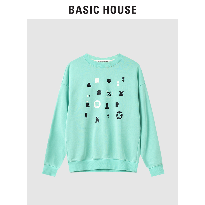 Basic House/百家好2022年秋季新款韩版卫衣圆领可爱B0142B51032