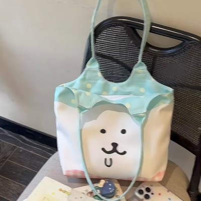 可爱的自嘲熊帆布包肩挎包高看多功能学生班工作服手提袋手提包