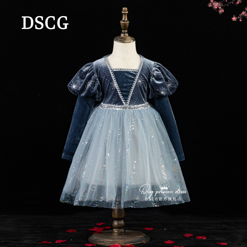 冰雪奇缘爱莎公主裙女童春秋迪士尼正版艾莎连衣裙万圣节儿童服装
