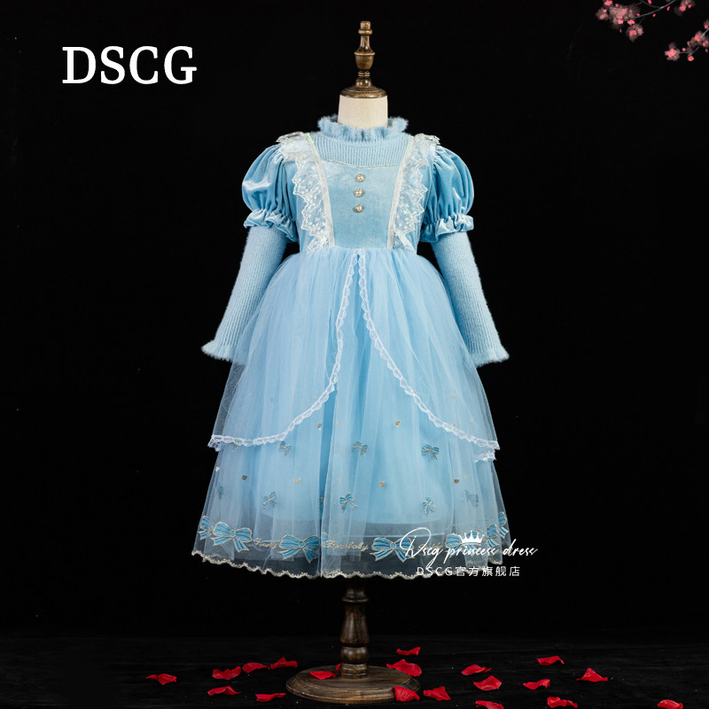 艾莎公主裙秋冬女童爱莎连衣裙迪士尼加绒万圣节儿童生日礼服裙子