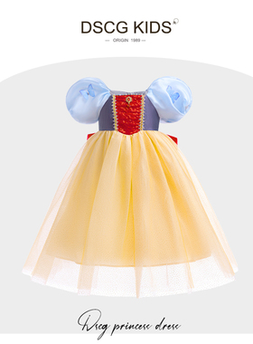 2025新款女童白雪公主裙夏装正版迪士尼品牌儿童爱莎生日连衣裙子