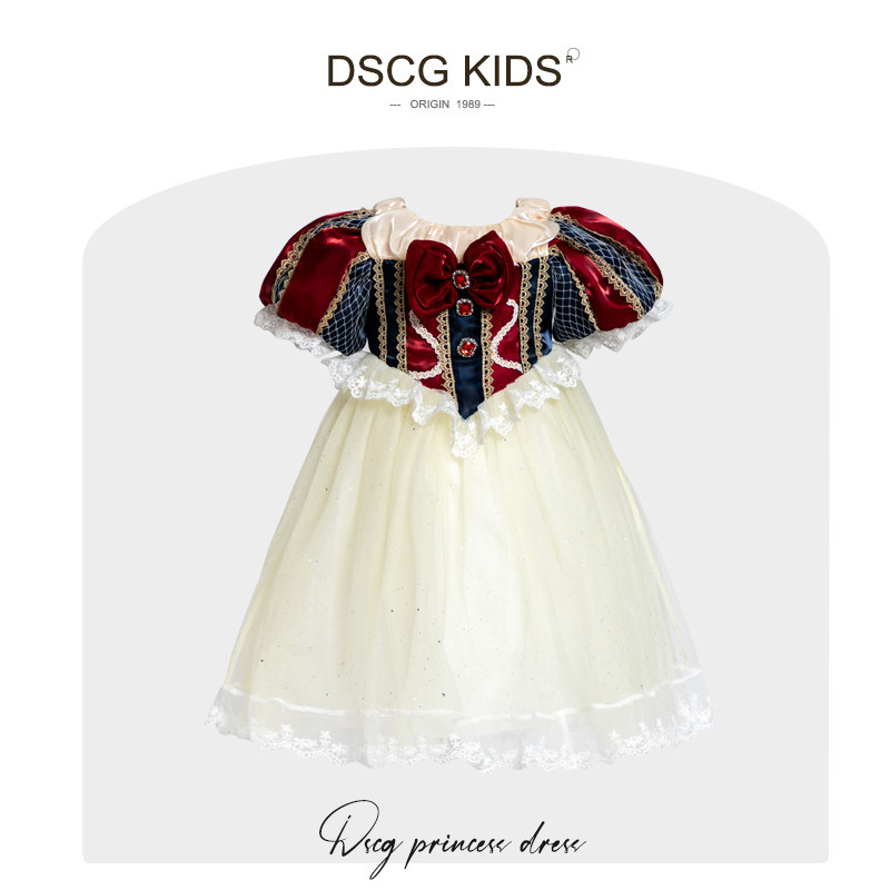 女童白雪公主裙2026夏季新款短袖正版迪士尼高级儿童生日连衣裙子