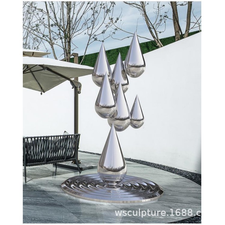 不锈钢水滴镜面雕塑 抽象艺术 景观雕塑 不锈钢雕塑定制 水滴雕塑