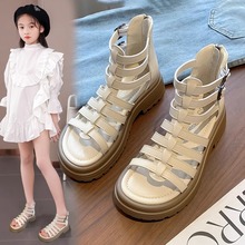 真皮女童罗马凉鞋2025新款夏季儿童鞋子中大童软底女孩公主沙滩鞋