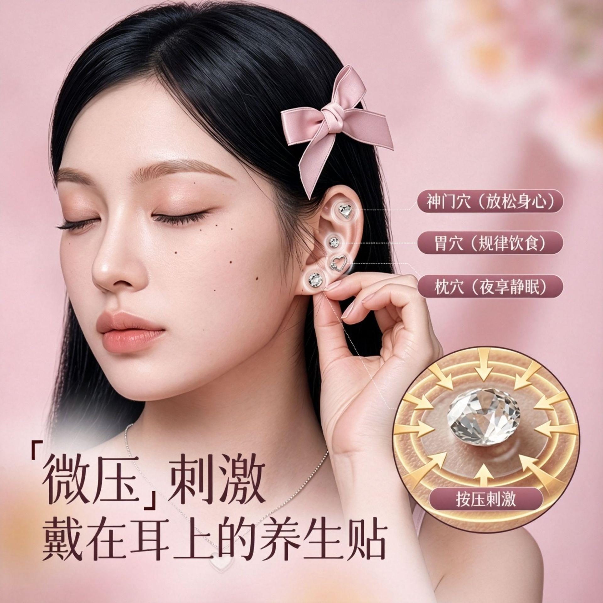 微压耳朵贴一次性耳朵穴位按摩耳部气质耳饰免打孔时尚耳穴贴wi4