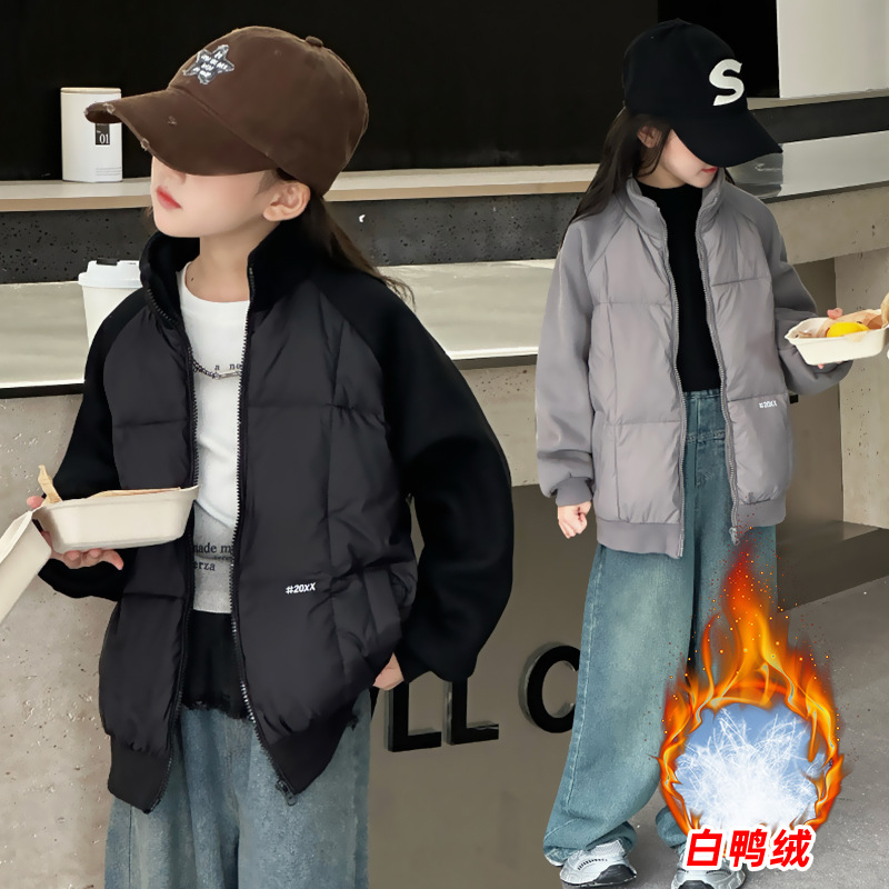 女童秋冬保暖外套2024新款冬季中大童校服神器儿童装羽绒服内胆潮