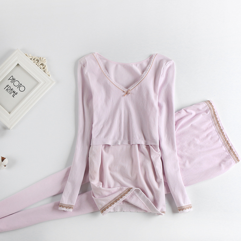 孕妇秋衣秋裤套装产后喂奶月子服睡衣孕哺两用非纯棉哺乳套装秋冬
