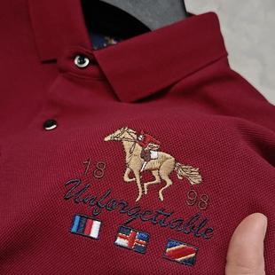 皮尔卡丹春秋新款100%纯棉长袖T恤男刺绣翻领上衣宽松大码POLO衫