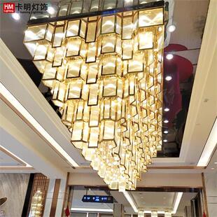 现货酒店大厅水晶吊灯所售楼部别墅大型展厅灯非标工程休闲区灯具