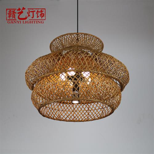 田园风格藤艺吊灯中餐厅农庄农家乐庭院复古藤编灯创意艺术灯饰