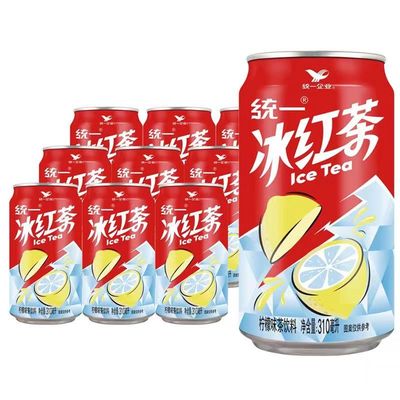 统一冰红茶310ml*12罐/24罐装整箱柠檬味茶饮料果味饮品易拉罐