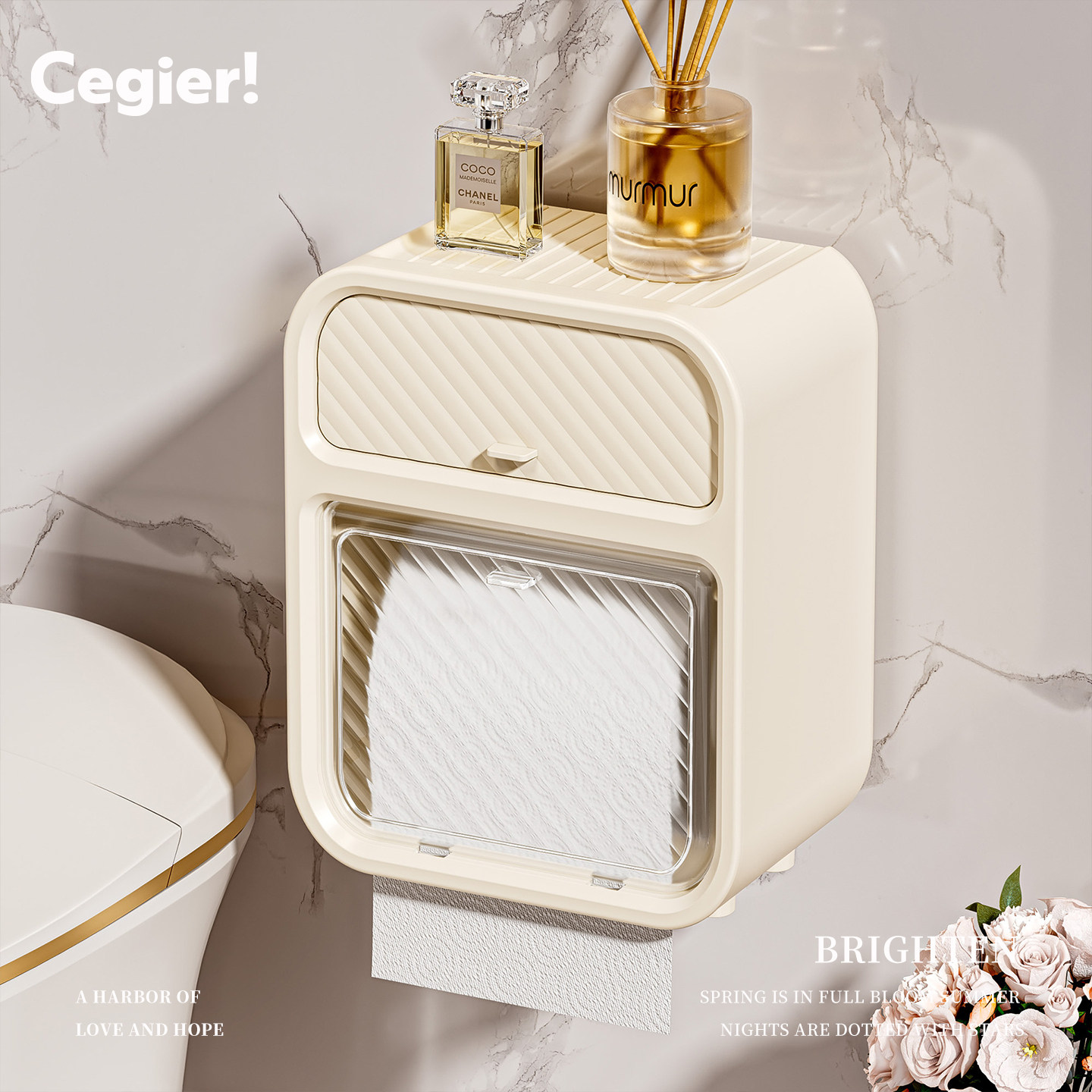 Cegier.卫生间厕纸盒厕所纸巾盒抽纸盒防水壁挂式免打孔 | 劈州