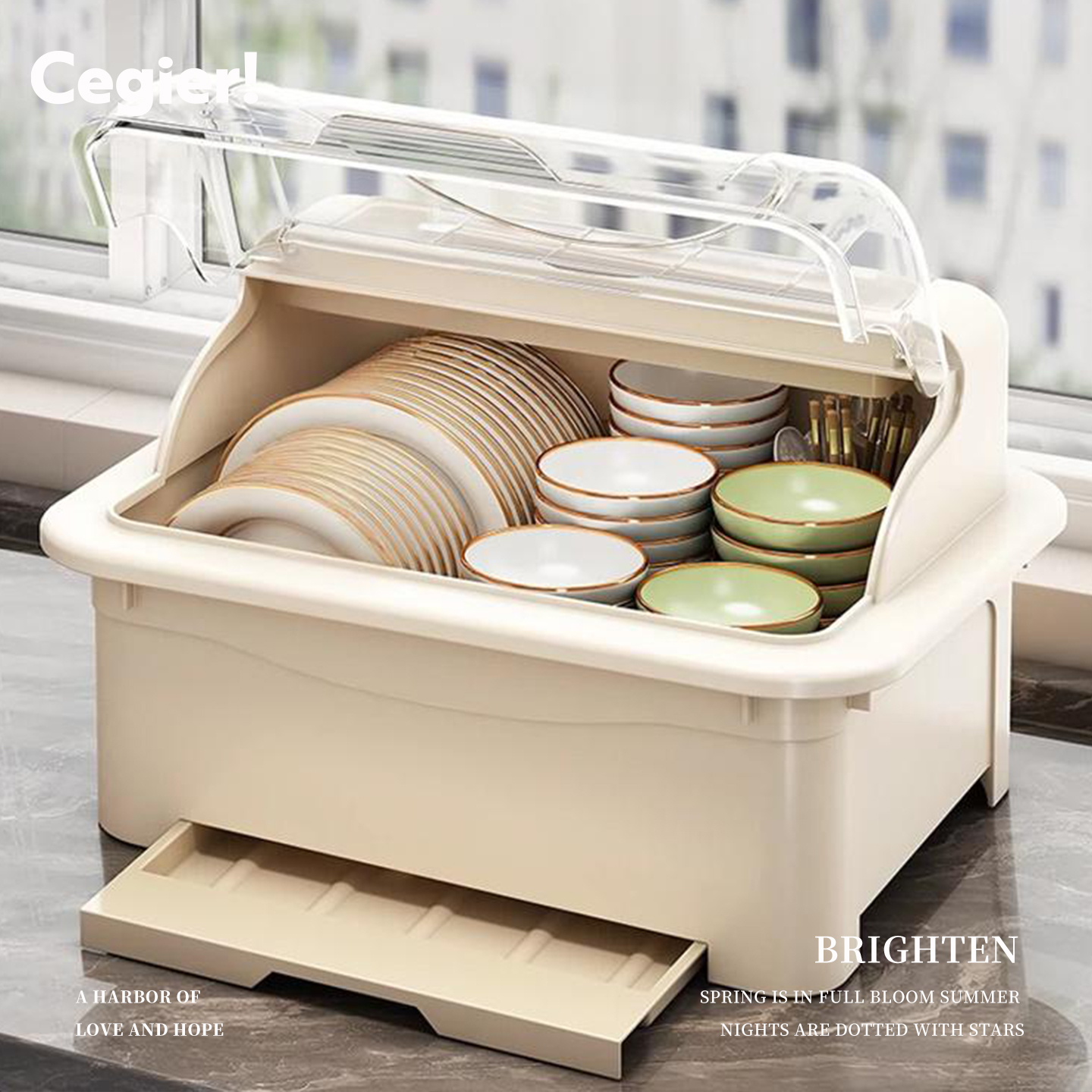 Cegier.家用碗柜碗筷厨房收纳盒