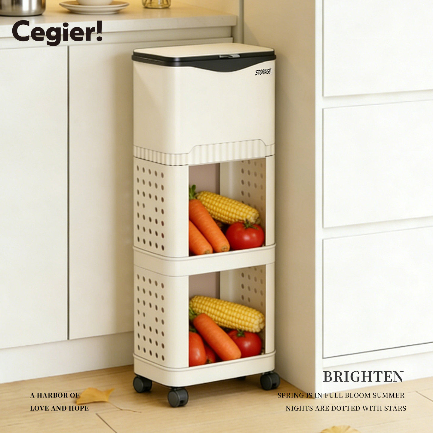 Cegier厨房垃圾桶家用大容量滑盖