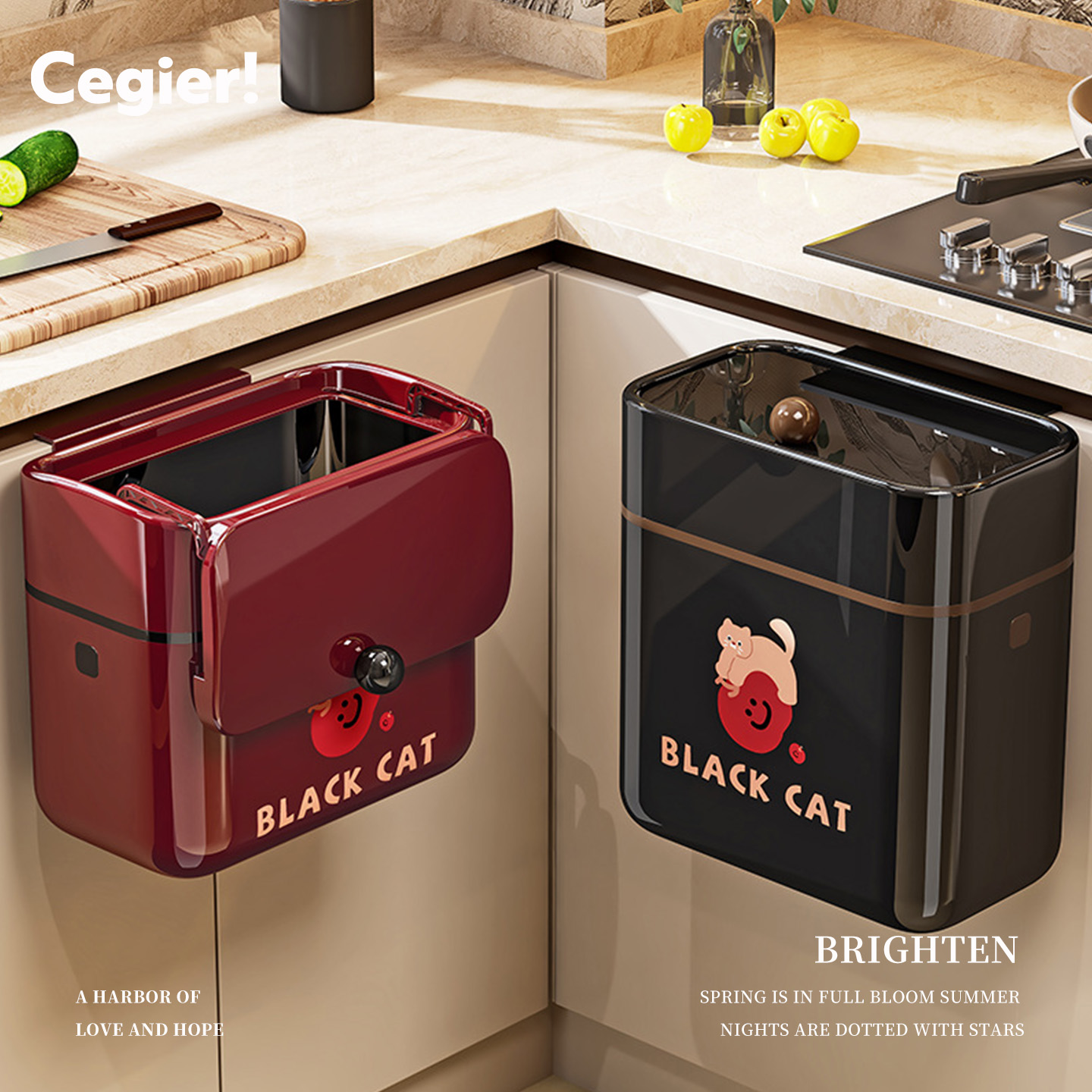 Cegier家用厨房壁挂垃圾桶方形