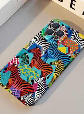 彩色斑马拼接波点 适用苹果华为iPhone17ProMax手机保护外壳16 15Plus新款14 13情侣12 11女Pura80高级不撞壳