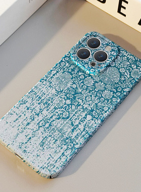 蓝色涂鸦花纹 适用苹果华为iPhone17ProMax手机保护外壳16 15Plus新款14 13情侣12 11女Pura80高级创意不撞壳