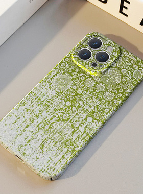 绿色涂鸦花纹 适用苹果华为iPhone17ProMax手机保护外壳16 15Plus新款14 13情侣12 11女Pura80高级创意不撞壳
