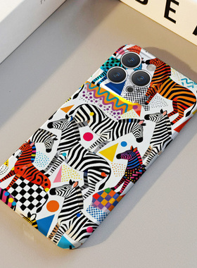 彩色波点斑马拼接 适用苹果华为iPhone17ProMax手机保护外壳16 15Plus新款14 13情侣12 11女Pura80高级不撞壳