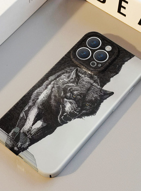 国风狼王 适用苹果华为iPhone17ProMax手机保护外壳16 15Plus新款14 13情侣12 11女Pura80高级艺术油画不撞壳