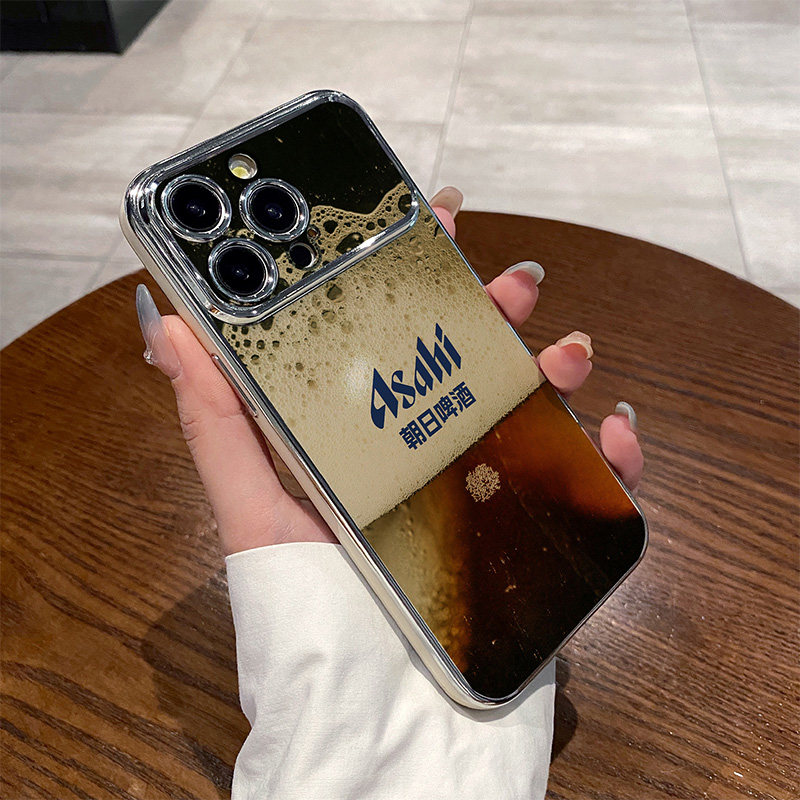 创意抽象朝日啤酒 适用苹果华为iPhone17ProMax手机保护外壳16电镀大视窗15Plus新款14 13情侣12 11女Pura90图片