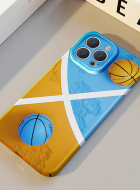 撞色篮球场 适用苹果华为iPhone16ProMax手机保护外壳15Plus 14 13 12 17 XsMax女Pura70创意情侣高级不撞壳