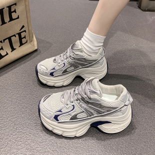 爆款老爹鞋女2026春季新款厚底百搭网面透气增高小个子休闲运动鞋