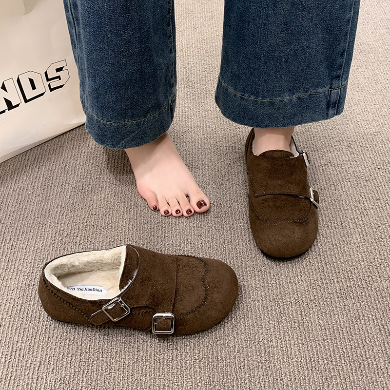 平底加绒勃肯鞋女2025冬季新款复古一脚蹬乐福豆豆鞋保暖毛毛棉鞋,女鞋,勃肯鞋/软木鞋,淘宝优惠券,粉丝福利购,淘宝优惠卷